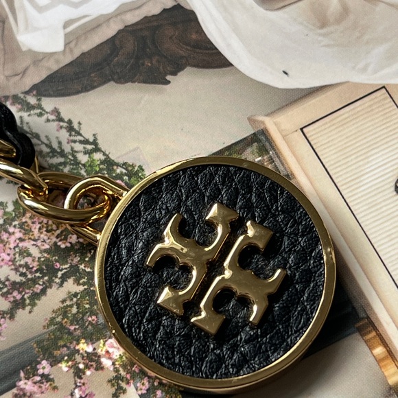Tory Burch Mercer Leather Inlay Key Fobbag Charm - Picture 3 of 7